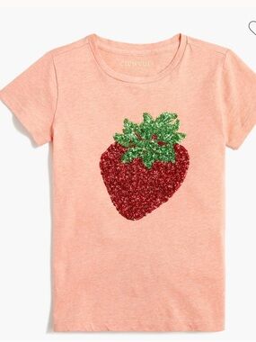 Crew Cuts J Crew Sequin Strawberry Graphic Tee Sz 8